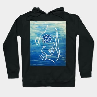 Rose Wave Woman - Line Art Portrait Hoodie